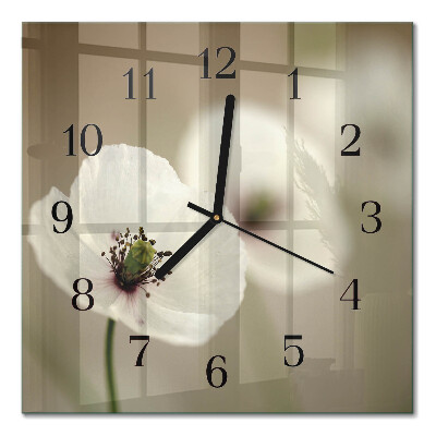 Quadratische wanduhr Mohn