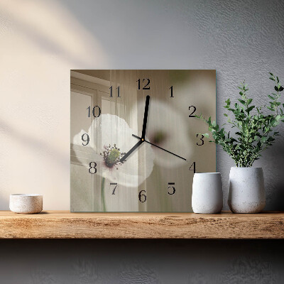 Quadratische wanduhr Mohn