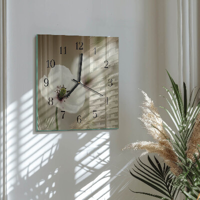 Quadratische wanduhr Mohn