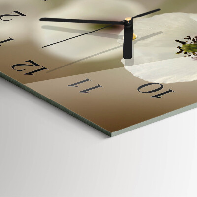 Quadratische wanduhr Mohn