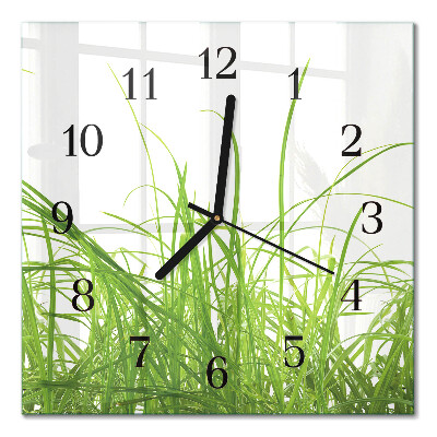 Moderne wanduhr quadratisch Gras