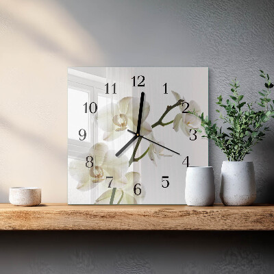 Wanduhr mit motiv quadratisch Orchidee