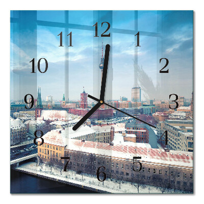 Quadratische wanduhr Winterstadt