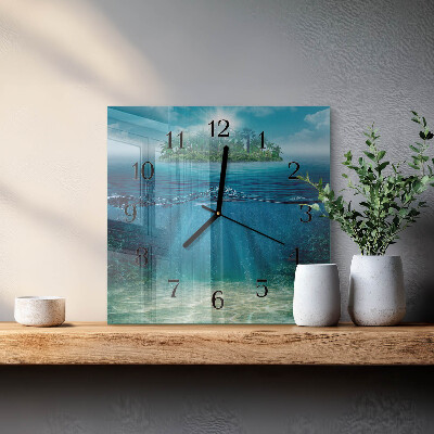 Quadratische wanduhr modern Meeresboden