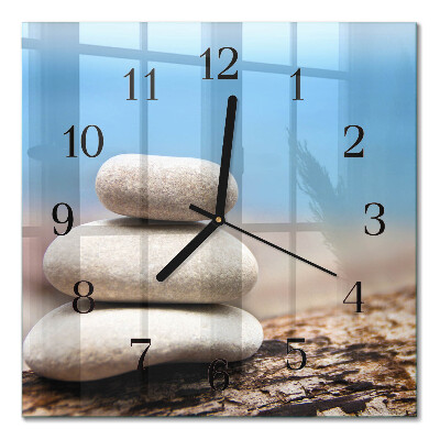 Quadratische wanduhr Steine