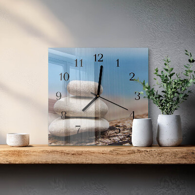 Quadratische wanduhr Steine