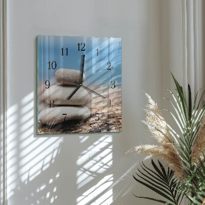 Quadratische wanduhr Steine