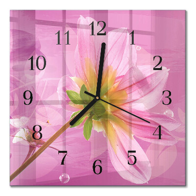 Quadratische wanduhr modern Blume