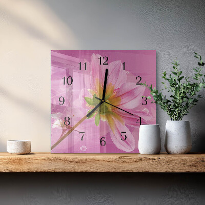 Quadratische wanduhr modern Blume