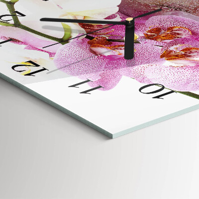 Moderne wanduhr quadratisch Orchidee