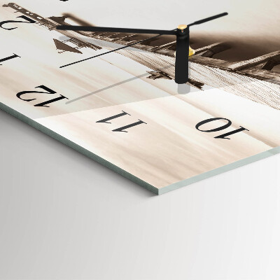 Quadratische wanduhr modern Holzbrücke