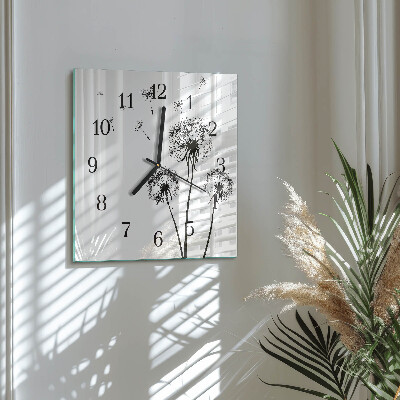 Quadratische wanduhr Löwenzahn