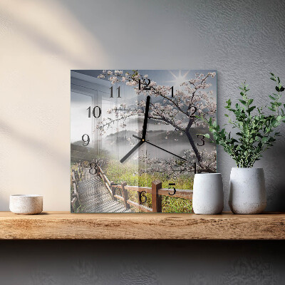 Glasuhr quadratisch Frühling