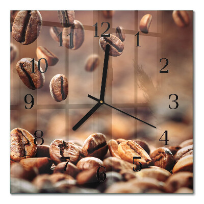 Glasuhr quadratisch Kaffeebohnen