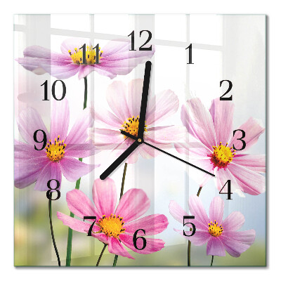 Quadratische wanduhr Blumen