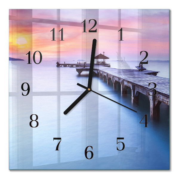 Wanduhr mit motiv quadratisch Holzbrücke