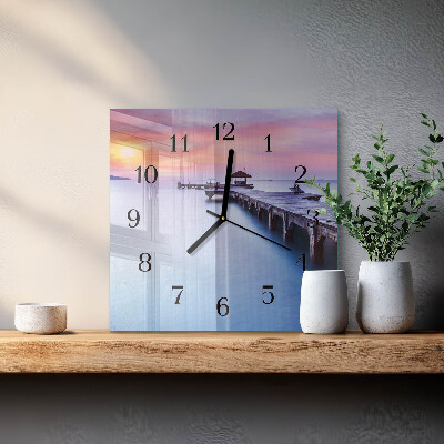 Wanduhr mit motiv quadratisch Holzbrücke