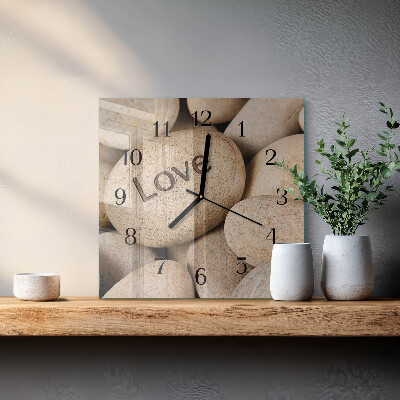 Quadratische wanduhr modern Steine