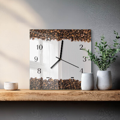 Quadratische wanduhr Kaffeebohnen