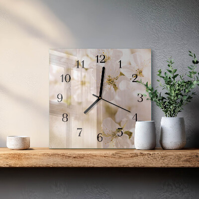 Wanduhr mit motiv quadratisch Blumen