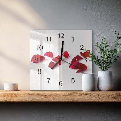 Quadratische wanduhr Rosenblätter