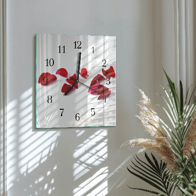 Quadratische wanduhr Rosenblätter