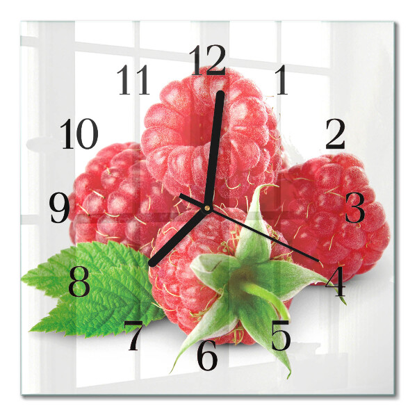 Moderne wanduhr quadratisch Himbeeren