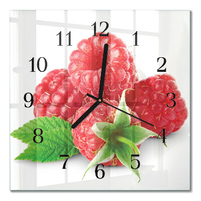 Moderne wanduhr quadratisch Himbeeren