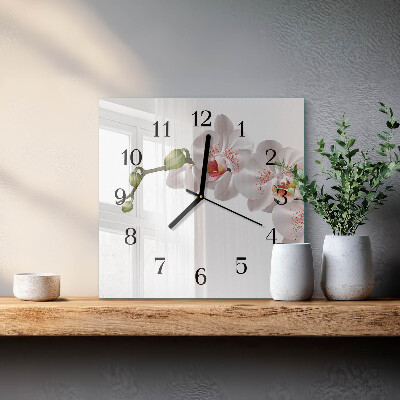 Moderne wanduhr quadratisch Orchidee
