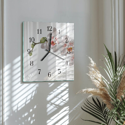 Moderne wanduhr quadratisch Orchidee