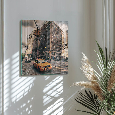 Quadratische wanduhr Taxi