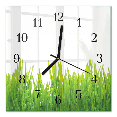 Quadratische wanduhr Gras