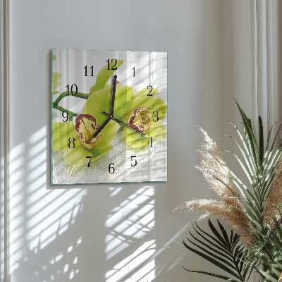 Moderne wanduhr quadratisch Orchidee