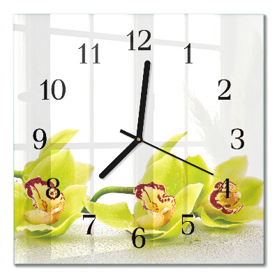 Wanduhr mit motiv quadratisch Orchidee