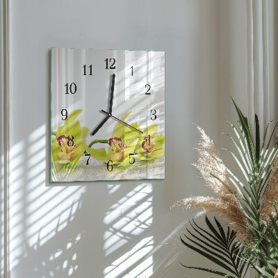 Wanduhr mit motiv quadratisch Orchidee