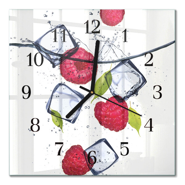 Glasuhr quadratisch Himbeeren