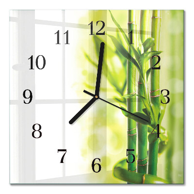 Quadratische wanduhr Bambus