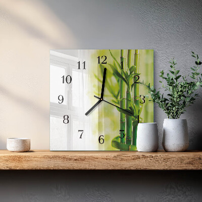 Quadratische wanduhr Bambus