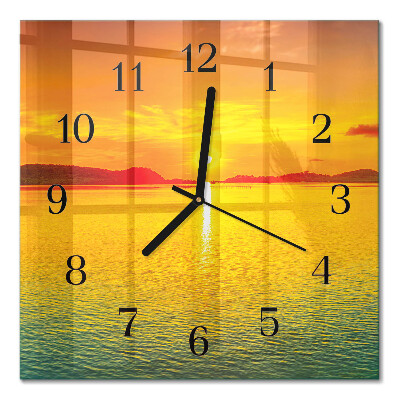 Quadratische wanduhr modern Sonnenuntergang