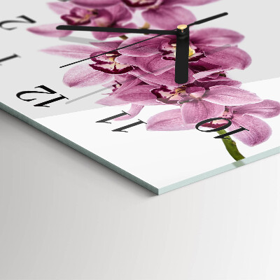 Glasuhr quadratisch Orchidee