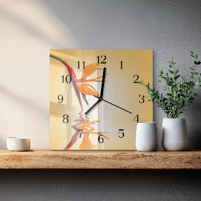 Quadratische wanduhr Blume