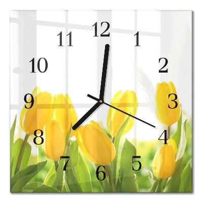 Moderne wanduhr quadratisch Tulpen