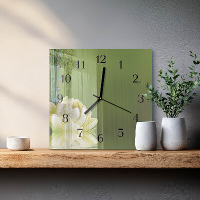 Quadratische wanduhr Lilie