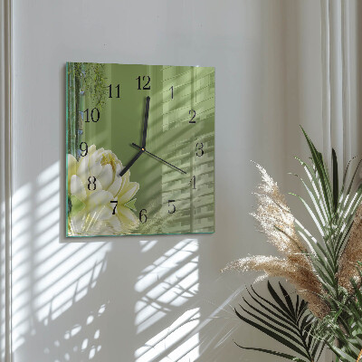 Quadratische wanduhr Lilie