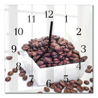 Quadratische wanduhr modern Kaffeebohnen