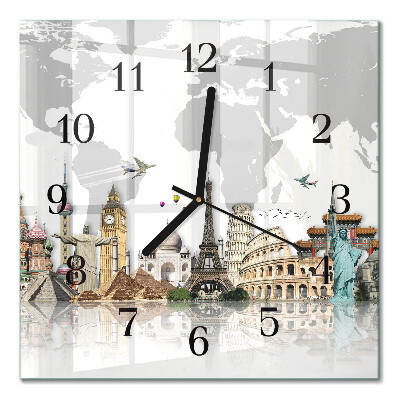 Quadratische wanduhr Welt