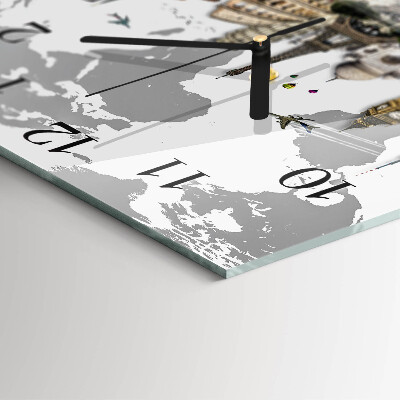 Quadratische wanduhr Welt