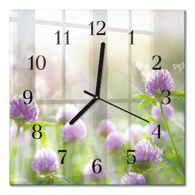 Quadratische wanduhr Blumen