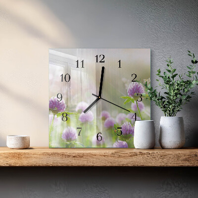 Quadratische wanduhr Blumen