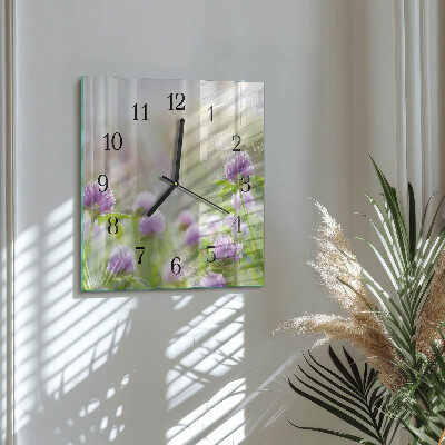 Quadratische wanduhr Blumen
